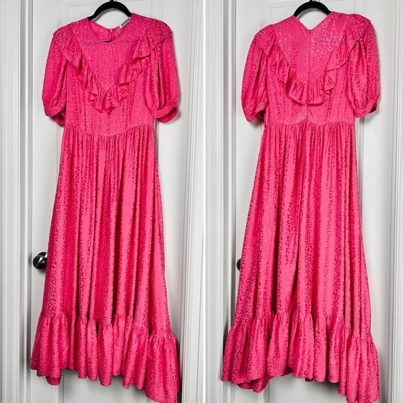 Batsheva Silk May Nap Dress Ruffled Midi Prairie 0 XS Rare - Picture 3 of 10